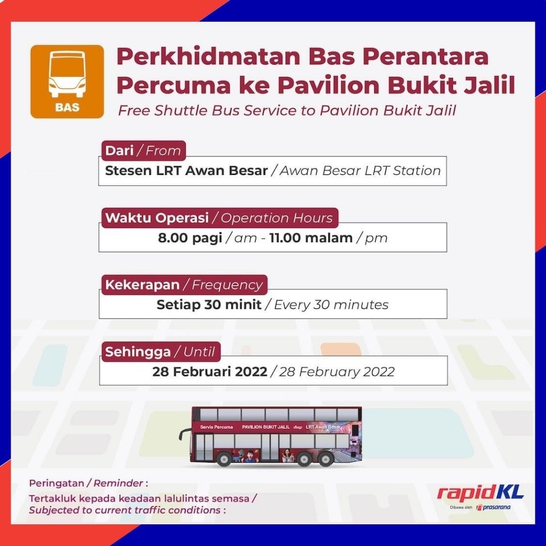 Free Bus to Pavilion Bukit Jalil