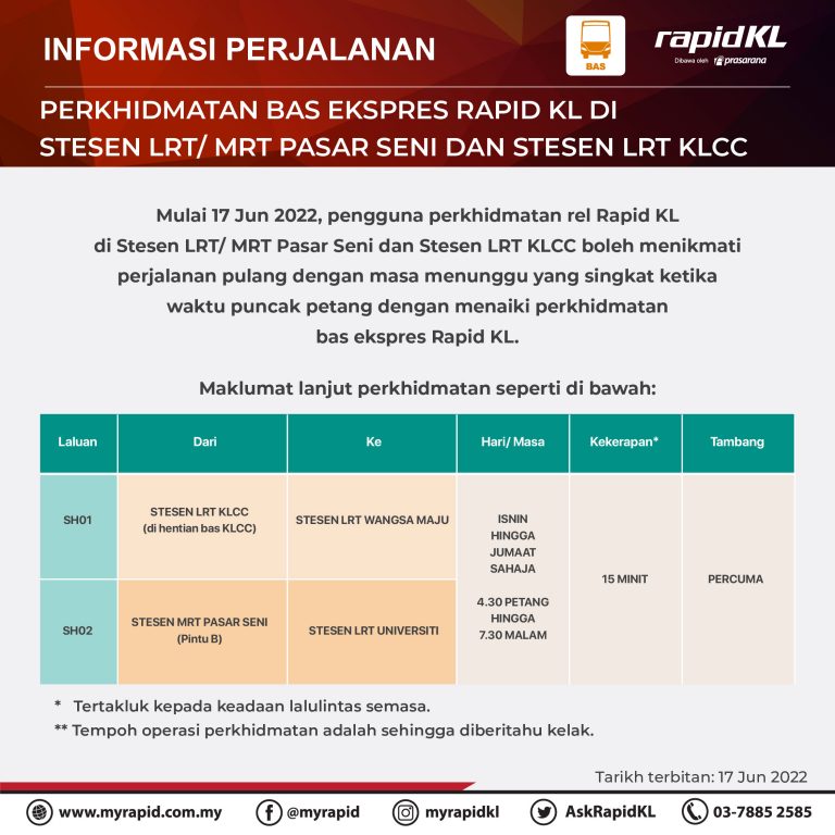 RAPID KL PERKENAL 2 LALUAN BAS BAHARU BAGI MENAMPUNG KEPERLUAN LRT